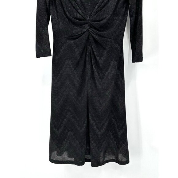 ILSE JACOBSEN HORNBAEK dress a line knit v neck stretch 3/4 sleeve black M - Picture 4 of 7